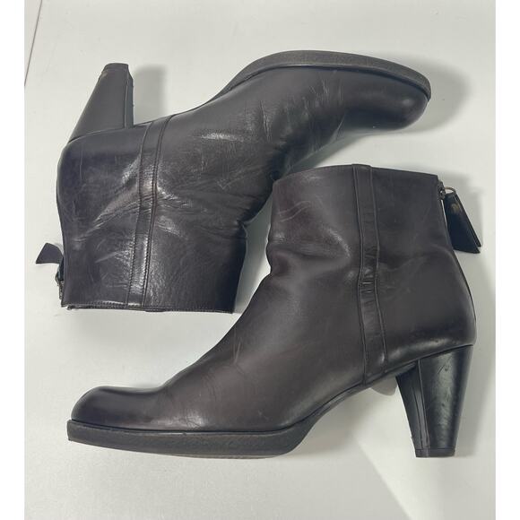 Stuart Weitzman Womens Block Heel Leather Ankle Boots Brown Size 8 - Picture 5 of 9